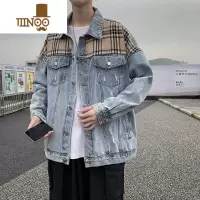 YANXU新款港风牛仔夹克男宽松痞帅拼接上衣潮流韩版ins休闲外套