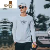 YANXU 230g秋季长袖T恤男印花美式体恤内搭打底衫潮