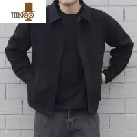 YANXU日系复古牛仔夹克男潮牌黑色潮流男士帅气外穿宽松工装外套男