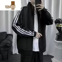 YANXU开衫立领外套男士大码卫衣加大加肥休闲针织夹克胖子运动上衣