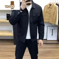 YANXU2023男士修身新款简约夹克外套翻领休闲工装帅气百搭男装上衣