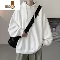YANXU连帽卫衣男秋季美式复古黑色宽松外套款潮牌500g硬挺衣服