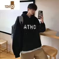 YANXU加绒加厚连帽卫衣男士潮流ins套头上衣港风宽松BF外套