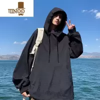 YANXU美式慵懒chic卫衣男秋季新款潮流纯色休闲外套港风青少年套头上衣