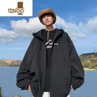 YANXU连帽冲锋衣夹克男2023新款美式港风青少年潮牌痞帅户外工装外套秋