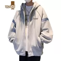YANXU开衫连帽卫衣男士春2023新款潮流港风美式休闲宽松拉链外套