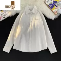 YANXU长袖衬衫男士早秋新款纯色简约宽松休闲港风潮牌百搭衬衣外套