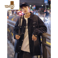 YANXU秋季新款美式复古做旧牛仔外套男士款帅气宽松夹克衫