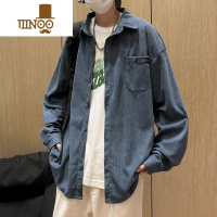 YANXU灯芯绒衬衫男生长袖港风日系潮牌宽松百搭衬衣设计感小众外套