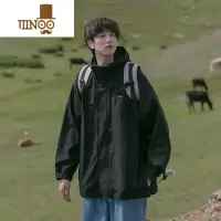 YANXU山系冲锋衣外套男士宽松百搭户外登山痞帅休闲连帽上衣服男