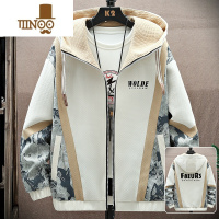 YANXU男士外套潮流拼接韩版连帽夹克港风休闲宽松潮牌青少年上衣服