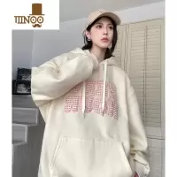 YANXU美式复古杏色卫衣男款港风痞帅连帽衫百搭青少年宽松情侣外套