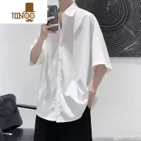 YANXU冰丝短袖衬衫男士夏季痞帅衬衣半袖垂感外套百搭港风宽松休闲上衣