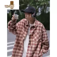 YANXU秋季痞帅长袖格子衬衫男生款潮流少年感文艺学生宽松衬衣外套