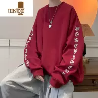 YANXU美式卫衣男款ins复古潮牌港风无帽情侣装外套宽松圆领上衣