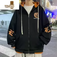 YANXU连帽外套男港风宽松运动卫衣青少年潮牌感秋装休闲夹克