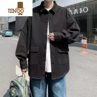 YANXU日系复古工装长袖衬衫外套男潮牌港风宽松休闲痞帅夹克衬衣