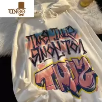 YANXU2023新款美式复古hiphop卫衣男女情侣装港风潮流外套上衣服