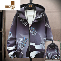 YANXU外套男款连帽夹克设计感港风宽松休闲学生褂子百搭潮牌上衣服