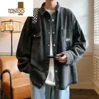 YANXU牛仔外套男士宽松做旧上衣服男款美式复古潮牌痞帅工装夹克