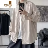 YANXU长袖衬衫男港风日系宽松外穿衬衣潮ins百搭痞帅寸衫外套夏季