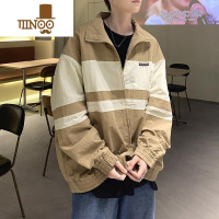 YANXU夹克男士2023秋装新款潮流拼接休闲外套港风青少年宽松痞帅棒球服