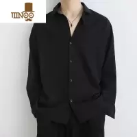 YANXU港风黑色衬衫男长袖潮感轻熟痞帅上衣男士外套休闲衬衣