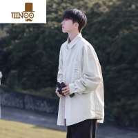YANXU日系衬衫男款秋季新款港风大码宽松长袖衬衣美式复古痞帅休闲外套
