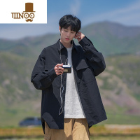 YANXU长袖衬衫男2023款纯色痞帅情侣外套港风日系宽松潮流休闲上衣