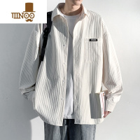 YANXU华夫格短袖衬衫男士夏季2023新款港风宽松百搭青少年长袖衬衣