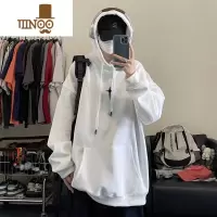 YANXU港风连帽卫衣男加肥大码潮流胖子百搭宽松青少年运动外套
