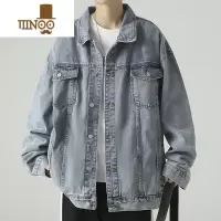 YANXU牛仔外套男新款潮牌ins宽松上衣服美式翻领男生港风工装夹克