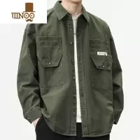 YANXU潮牌工装衬衫男士秋季新款痞帅休闲宽松夹克外套日系翻领复古上衣
