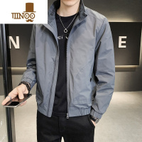 YANXU男士立领夹克青年修身港风纯色个性休闲店主风帅气百搭外套