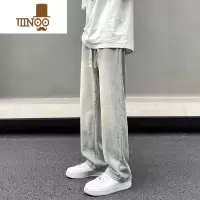 YANXU美式休闲牛仔裤子男士夏季薄款宽松阔腿裤潮流百搭纯色直筒长裤潮