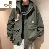 YANXU山系冲锋衣外套男新款潮牌连帽工装夹克男休闲登山防风衣服