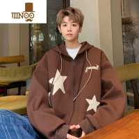 YANXU美式复古星星开衫卫衣男款潮牌痞帅炸街感连帽外套