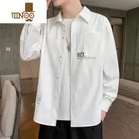 YANXU衬衫男长袖宽松休闲工装衬衣男夏季薄款痞帅百搭寸衫外套