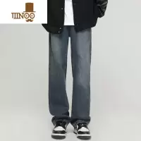 YANXUDF牛仔裤男宽松直筒美式高街潮牌复古蓝阔腿vibe风秋季男生长裤子