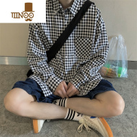 YANXU港风格子长袖衬衫男士新款衬衣服痞帅宽松休闲男生潮牌外套