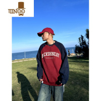 YANXU美式复古圆领字母插肩袖卫衣男薄款宽松港风国潮牌情侣装外套