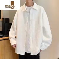 YANXUvintage纹理感衬衫男长袖港风宽松大码美式衬衣潮流外套