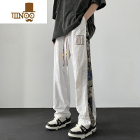 YANXU新中式国风速干裤子男港风潮牌高街大码胖子宽松直筒休闲长裤