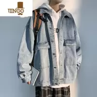 YANXU复古牛仔外套男款2023新款工装夹克美式高街潮牌宽松上衣服
