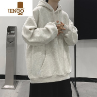YANXU连帽卫衣男2023新款纯色帽衫男生上衣美式高街宽松痞帅外套