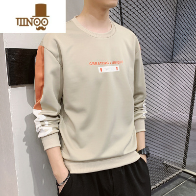 YANXU男士卫衣2023春季新款潮牌ins宽松圆领长袖t恤男装休闲打底衫