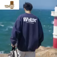 YANXU2023新款无帽卫衣男日系复古圆领套头上衣服oversize外套
