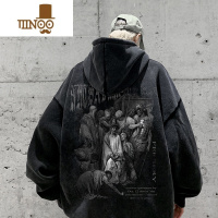 YANXU美式复古连帽卫衣男款ins潮牌欧美水洗做旧hiphop夏季男