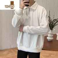 YANXU秋季新款半拉链卫衣男美式复古宽松休闲设计感小众上衣纯色套头衫