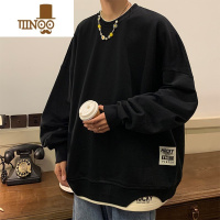 YANXU情侣假圆领卫衣男士春宽松潮牌2023新款美式男生上衣服